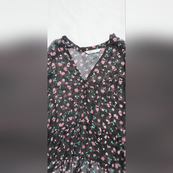 NWOT! Sheer Metallic Women's Zara Spring Peplum Floral Boho Blouse Medium - Picture 7 of 15